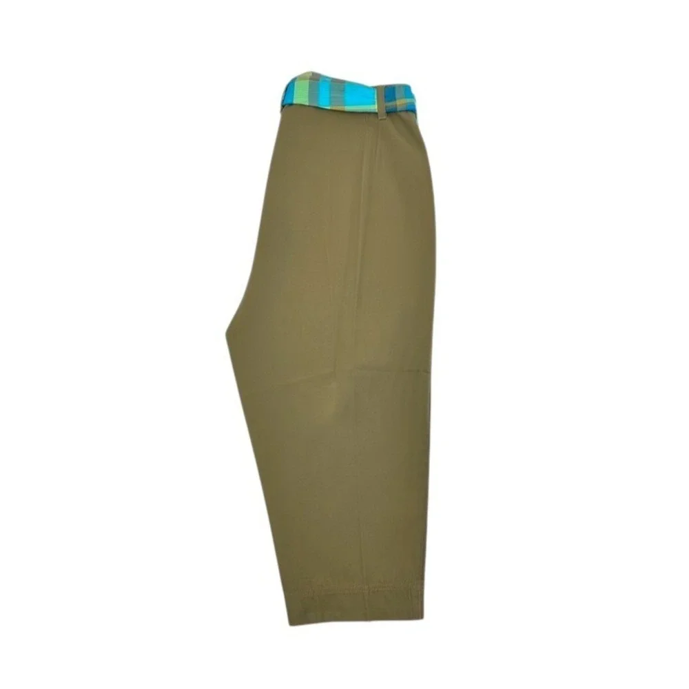 Liz Claiborne LizWear Jeans Women's Olive Capri Pants Size 16 Cropped Belted - Picture 10 of 14